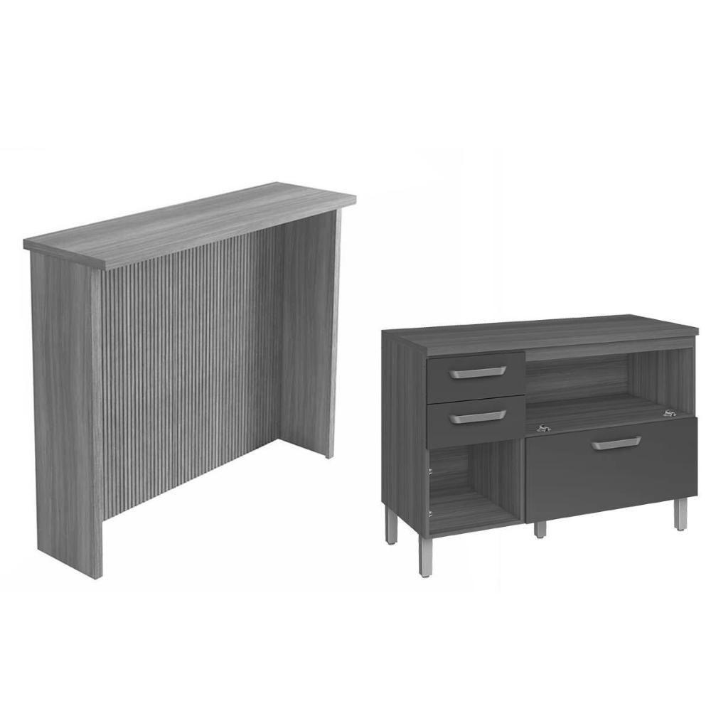 Kit Cozinha Modulada 5 Peças Princesa 1 Aéreo + 2 Balcões + 1 Paneleiro+1ilha C6p61 Freijó Grafite - 7