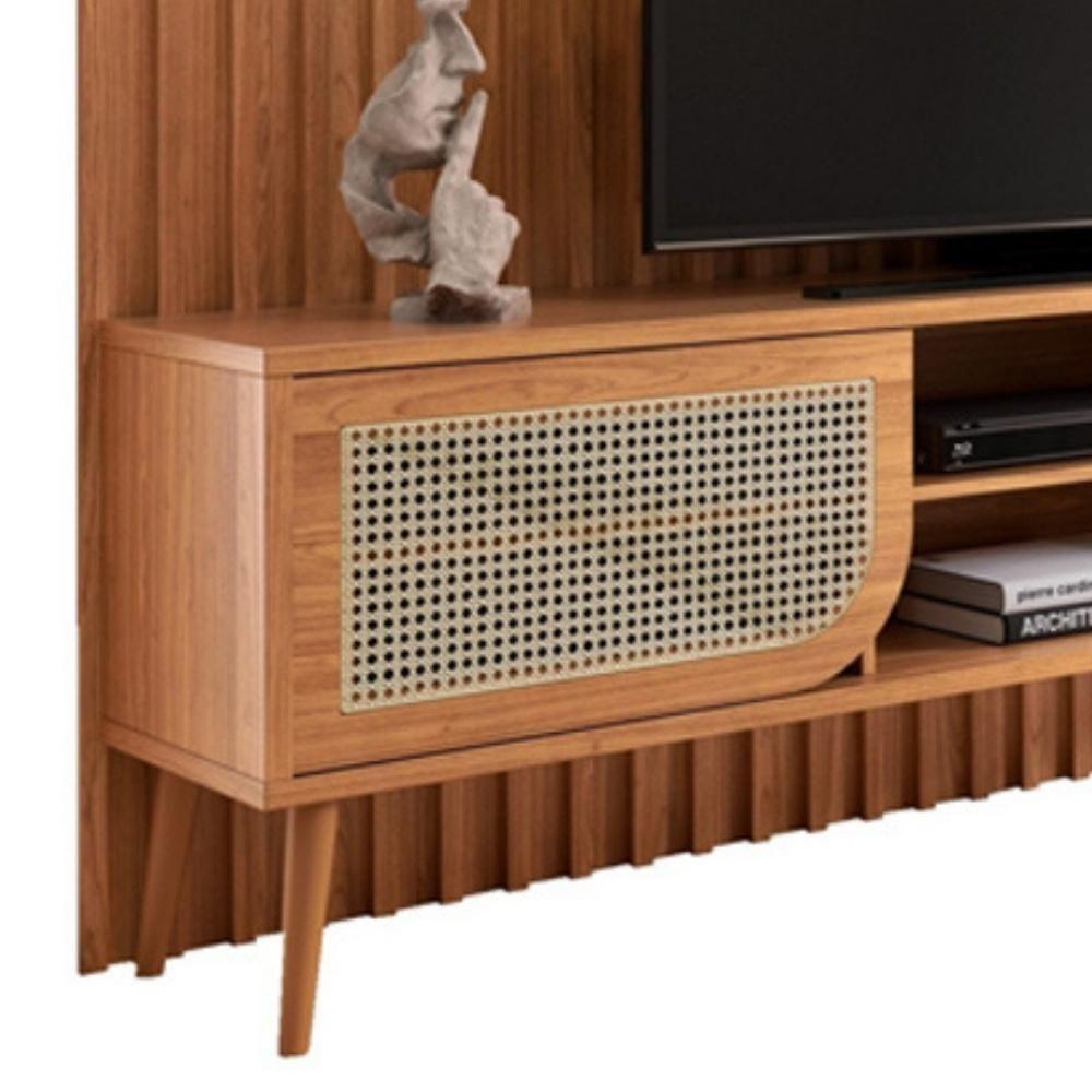 Rack Para Sala Com Painel Ripado Para Tv 60 Pol Led Ada D03 Freijó - Lyam Decor - 6