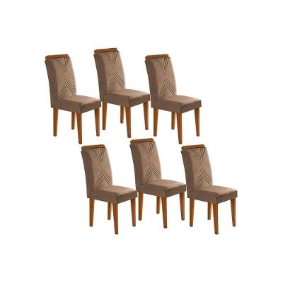 Kit 2 Cadeiras Sala Jantar Amsterdã 6 Un Imbuia Suede Capuccino Rufato