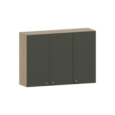 Armário Aéreo De Cozinha 120cm 3 Portas Classic Luciane Móve Freijó/verde Amalfi
