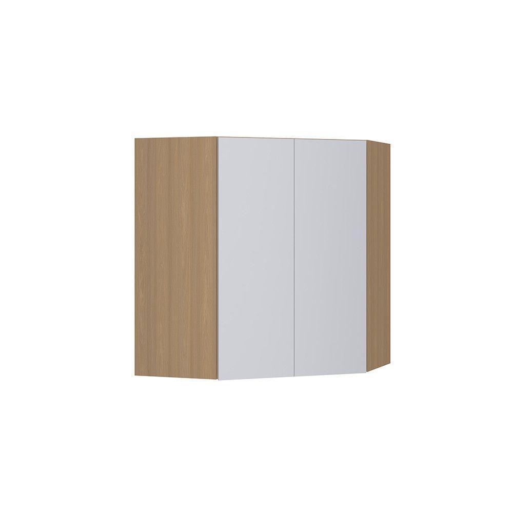 Armário Aéreo Canto Diagonal 74cm 2 Portas Slim Luciane Móve Freijó/cinza Cristal - 1