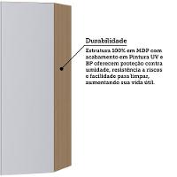 Armário Aéreo Canto Diagonal 74cm 2 Portas Slim Luciane Móve Freijó/cinza Cristal - 3