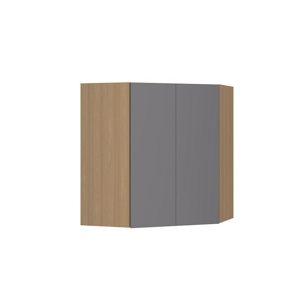 Armário Aéreo Canto Diagonal 74cm 2 Portas Slim Luciane Móve Freijó/cinza Puro - 1