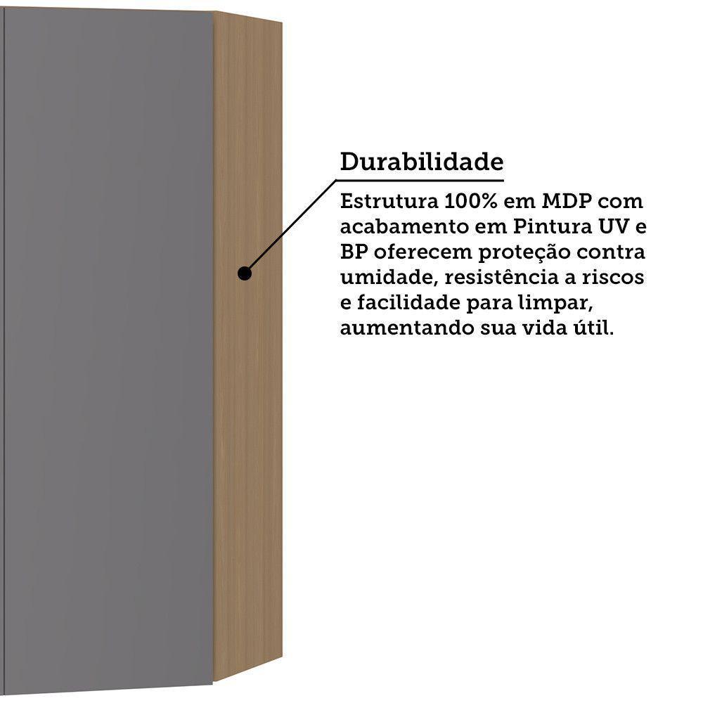 Armário Aéreo Canto Diagonal 74cm 2 Portas Slim Luciane Móve Freijó/cinza Puro - 3