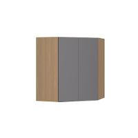 Armário Aéreo Canto Diagonal 74cm 2 Portas Slim Luciane Móve Freijó/cinza Puro - 1