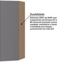 Armário Aéreo Canto Diagonal 74cm 2 Portas Slim Luciane Móve Freijó/cinza Puro - 3