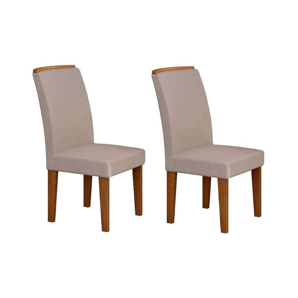 Kit 2 Cadeiras De Cozinha Lunara Madeira Capuccino-suede Creme - Rufato - 1