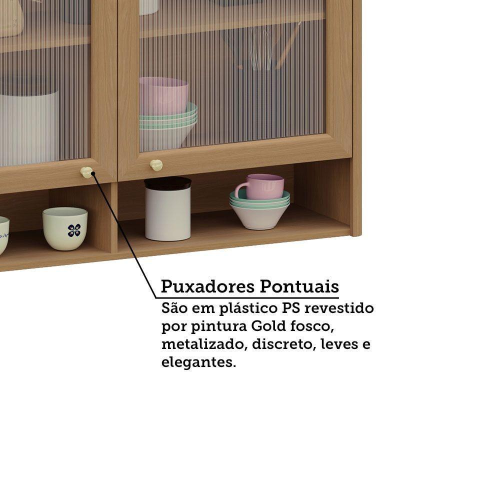 Armário Aéreo Para Cozinha 120cm 2 Portas Com Vidro Lúmina L Freijó/freijó - 5