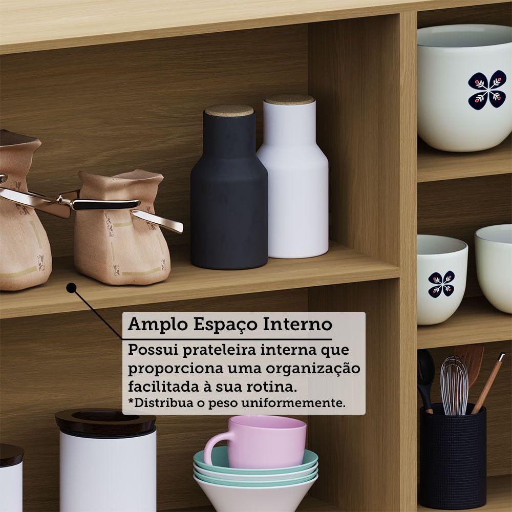 Armário Aéreo 120cm 3 Pts Elegance Luciane Móveis Freijó/cinammon - 5