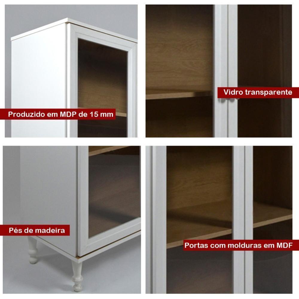 Aparador 2 Gavetas 2 Portas + Cristaleira Ditália 2 Portas R-629 E-957 Branco - 10