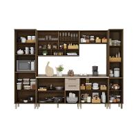 Cozinha Completa 8 Peças Com Espaço Para Microondas Tampo E Nogueira Dourado/connect