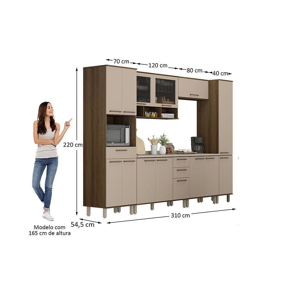 Cozinha Completa 6 Peças Com Espaço Para Microondas Tampo E Nogueira Dourado/cinammon - 5