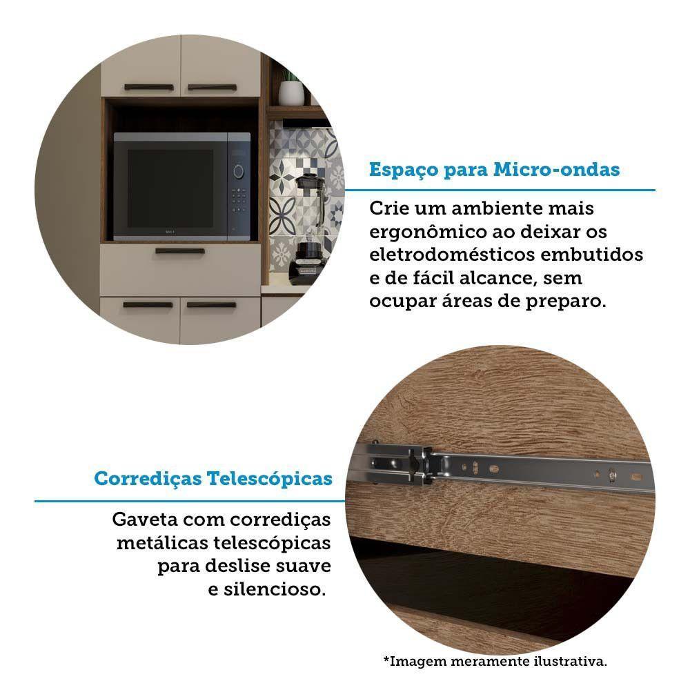 Cozinha Completa 6 Peças Com Espaço Para Microondas Tampo E Nogueira Dourado/cinammon - 6