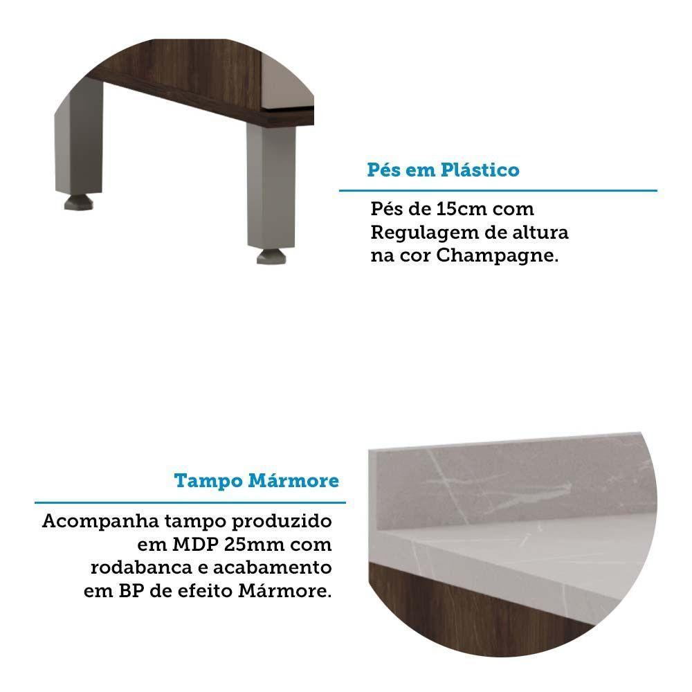 Cozinha Completa 6 Peças Com Espaço Para Microondas Tampo E Nogueira Dourado/cinammon - 7