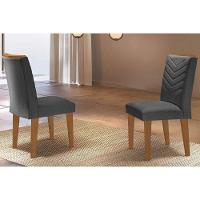 Kit 2 Cadeiras De Cozinha Londrina 2 Un Madeira Capuccino Linho Grafite Rufato - 1