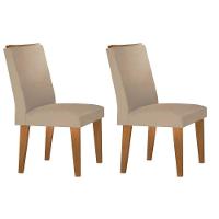 Kit 2 Cadeiras De Cozinha Lunara Madeira Capuccino-suede Creme - Rufato - 1