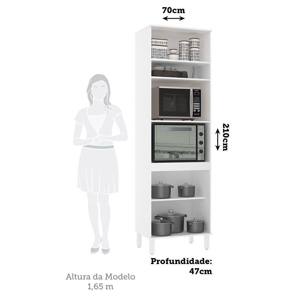Paneleiro 70cm 3 Portas E 2 Nichos Para Forno Microondas Dor Branco/branco Supremo - 2
