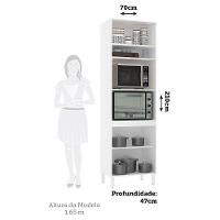Paneleiro 70cm 3 Portas E 2 Nichos Para Forno Microondas Dor Branco/branco Supremo - 2