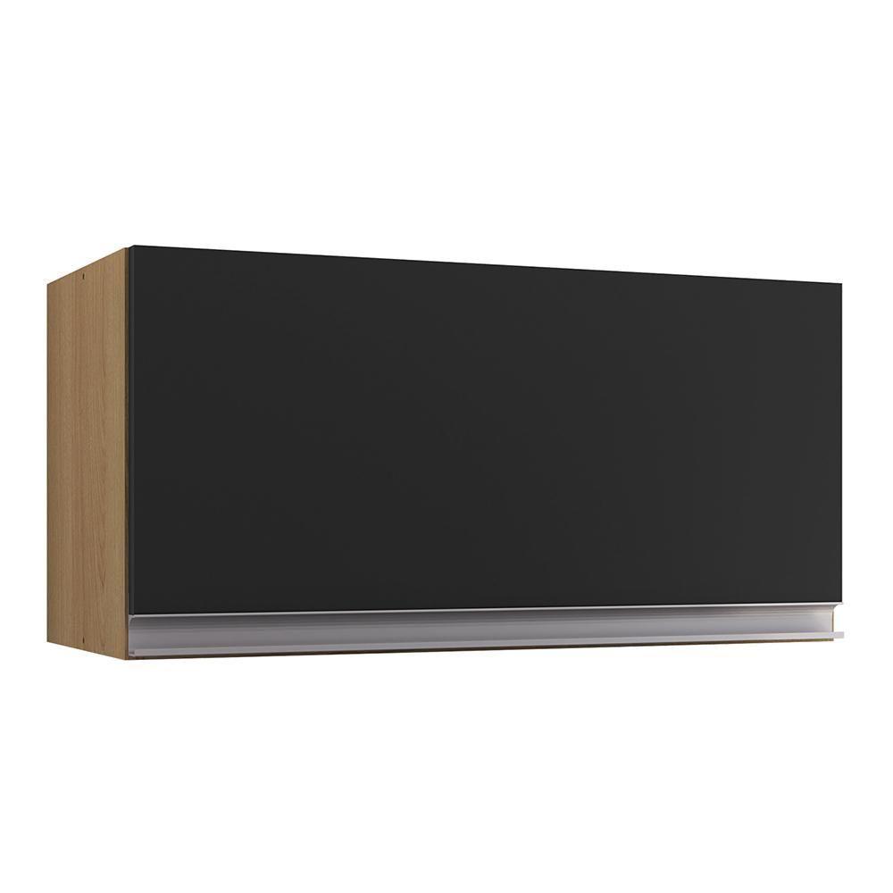 Armário De Cozinha Aéreo Geladeira 60cm 1 Porta Andréia Amêndoa/preto - Ajl Móveis - 1