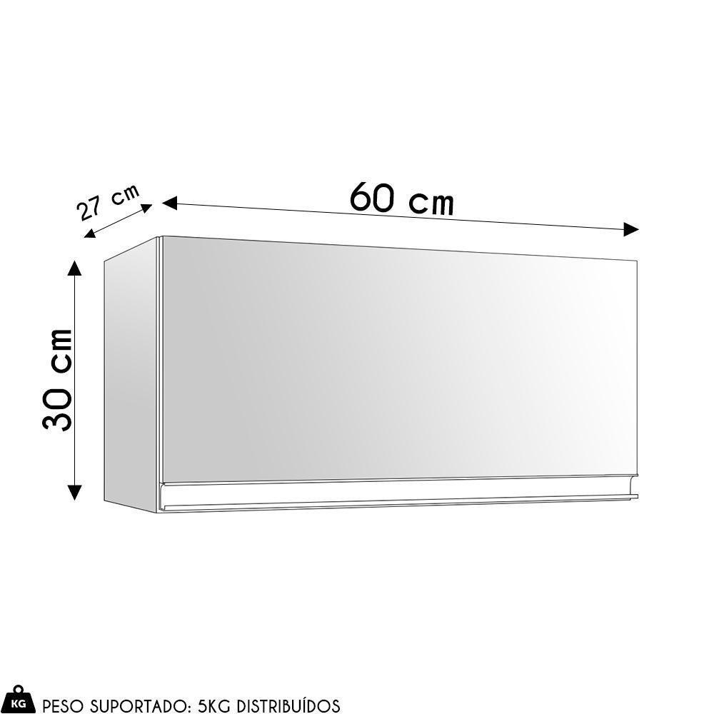 Armário De Cozinha Aéreo Geladeira 60cm 1 Porta Andréia Amêndoa/preto - Ajl Móveis - 4
