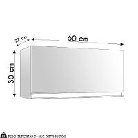 Armário De Cozinha Aéreo Geladeira 60cm 1 Porta Andréia Amêndoa/preto - Ajl Móveis - 4