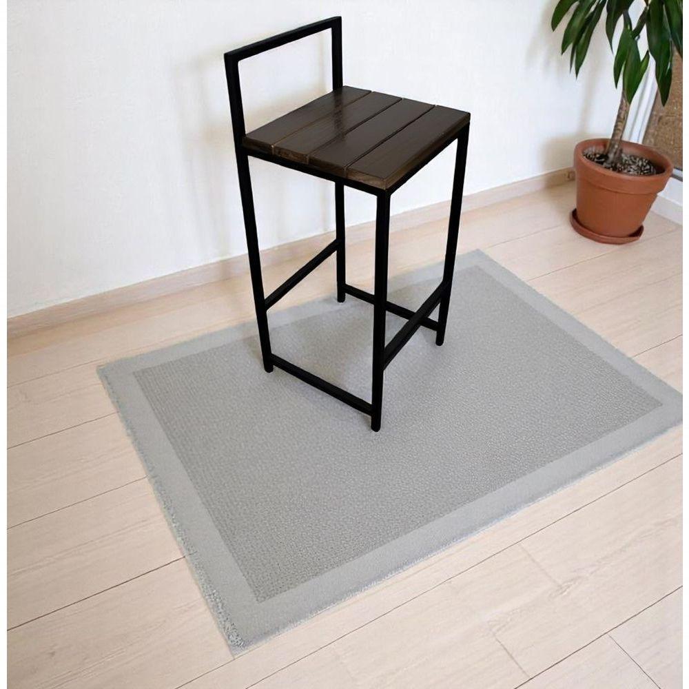 Banqueta Encosto E Apoio Pés Aço Ferro Madeira Robusta Cor Preto Estilo Industrial Bq-01 - 2