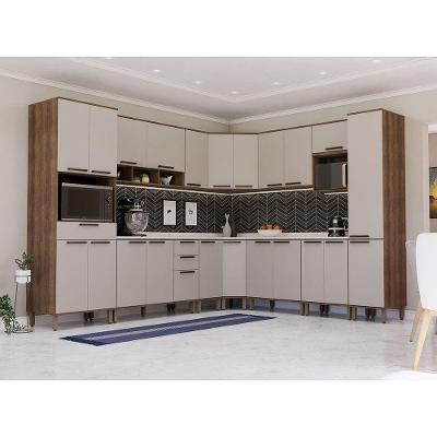 Cozinha Completa 13 Peças Espaço Para Forno E Microondas Com Nogueira Dourado/cinammon