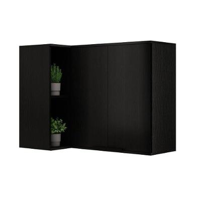 Armário Aéreo Para Cozinha Alpha 2505 Canto Reto Com 2 Portas 94cm Preto - Carraro