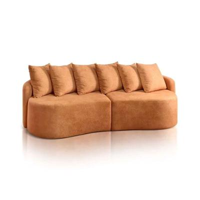 Sofá Fixo Merlin Modelo Orgânico 2.46m Linho Jc Estofados Terracota