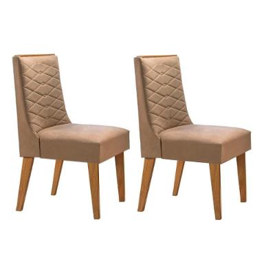 Kit 2 Cadeiras Sala Jantar Dafne 2 Un Imbuia-suede Capuccino - Rufato