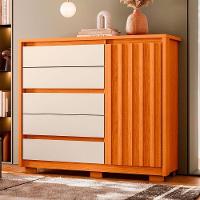 Cômoda Ripada Sapateira 5 Gavetas 1 Porta Duello Cinamomo Off White - 2