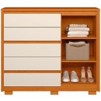 Cômoda Ripada Sapateira 5 Gavetas 1 Porta Duello Cinamomo Off White - 3