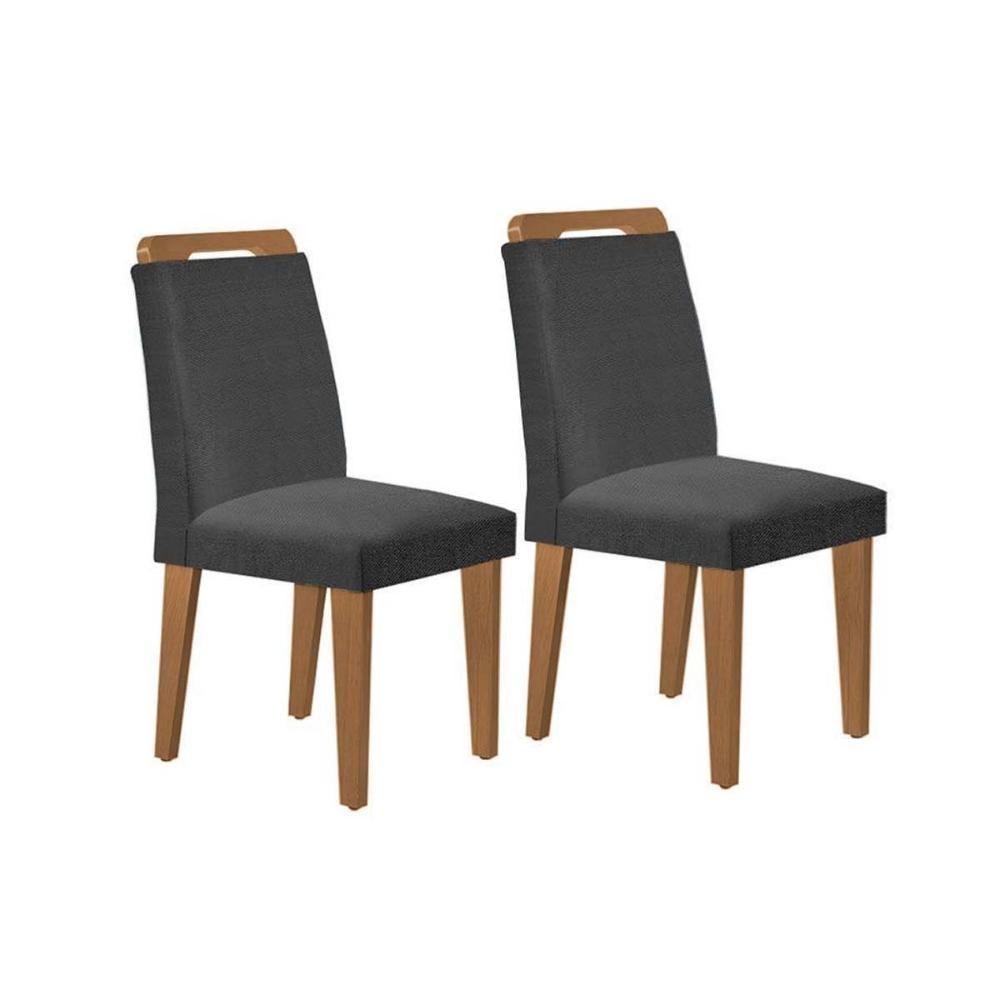 Kit 2 Cadeiras Sala Jantar Athenas 2 Un Madeira Capuccino-suede Grafite - Rufato - 1