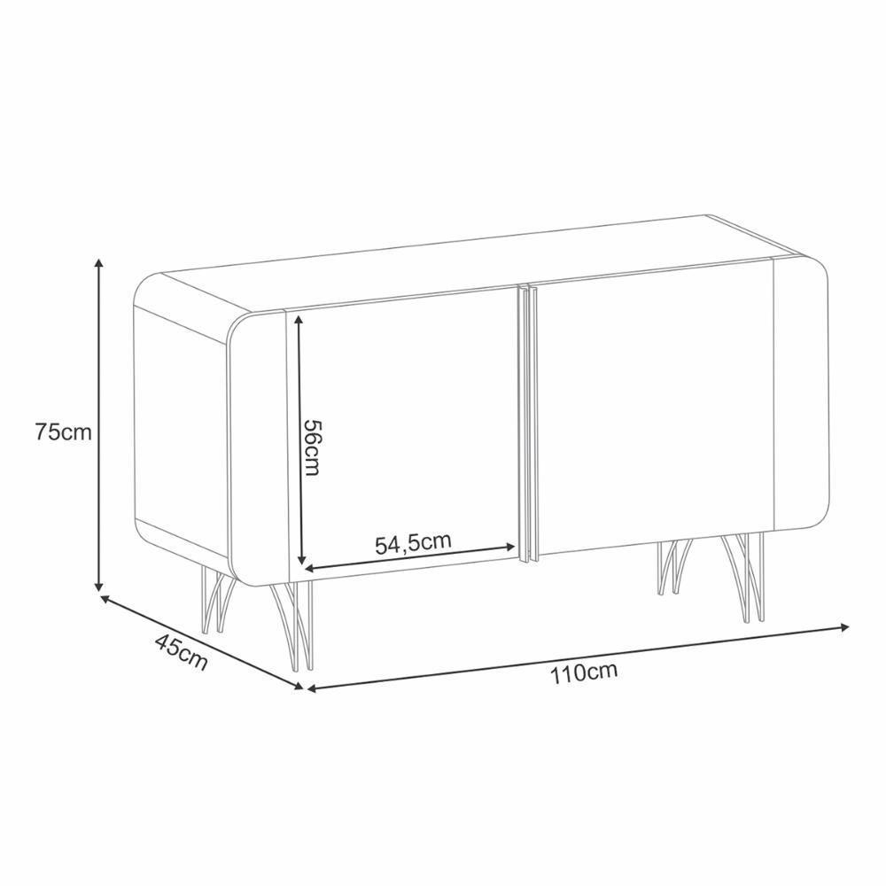 Aparador Buffet Sala Benvenuto Com 2 Portas E Pés Em Aço Verde Pistache - 6