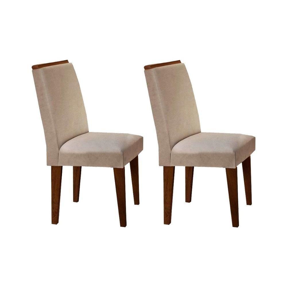 Kit 2 Cadeiras De Cozinha Lunara Imbuia-linho Bege Turim - Rufato - 1