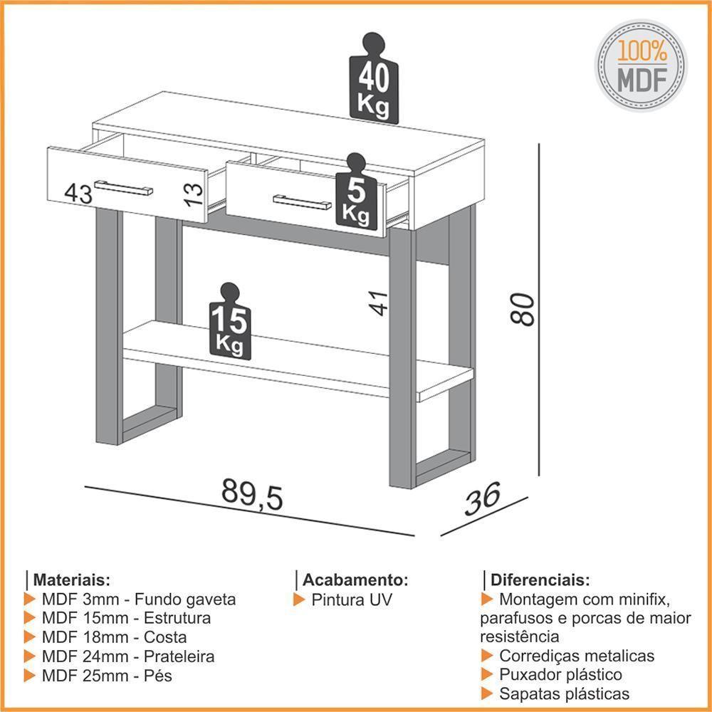 Aparador Para Sala De Estar 2 Gavetas Lindy D03 Freijó Preto Fosco - Lyam Decor - 6