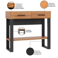 Aparador Para Sala De Estar 2 Gavetas Lindy D03 Freijó Preto Fosco - Lyam Decor - 5