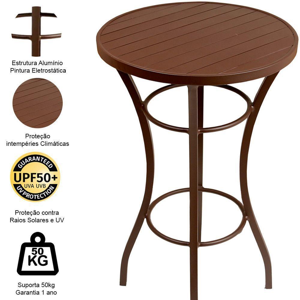 Mesa Bistrô Tampo Ripado Alumínio Ripado Balcão Cozinha área Marrom - 3