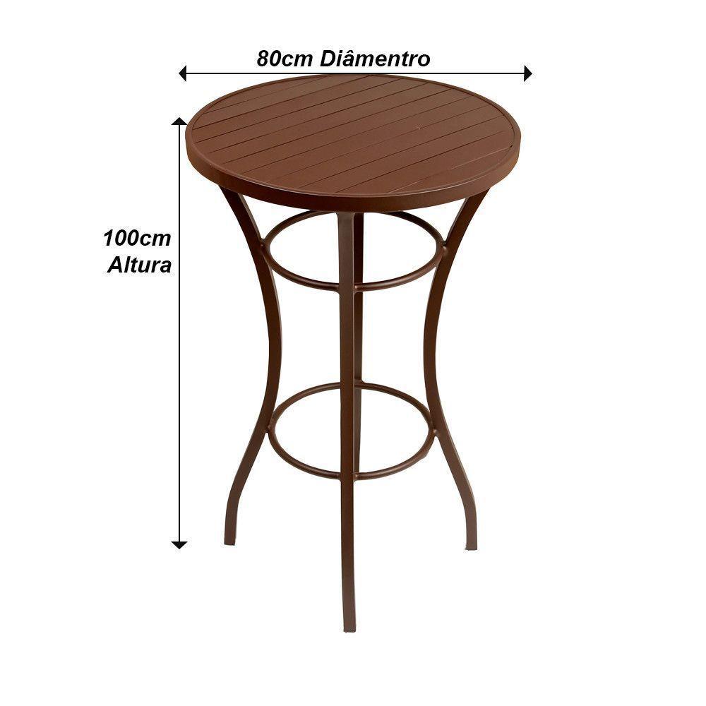 Mesa Bistrô Tampo Ripado Alumínio Ripado Balcão Cozinha área Marrom - 4
