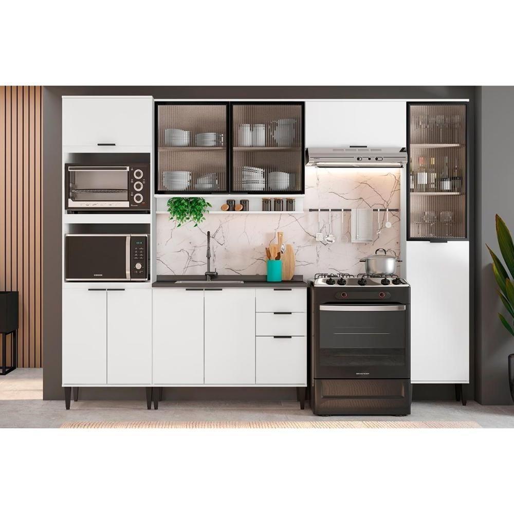 Armário De Cozinha Modulado Alpha 2503 C- 1 Porta Basculante 80cm Preto - Carraro - 4