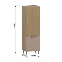 Paneleiro Duplo 70cm 4 Portas Classic Luciane Móveis Freijó/freijó Brasil/petala Rosa - 3