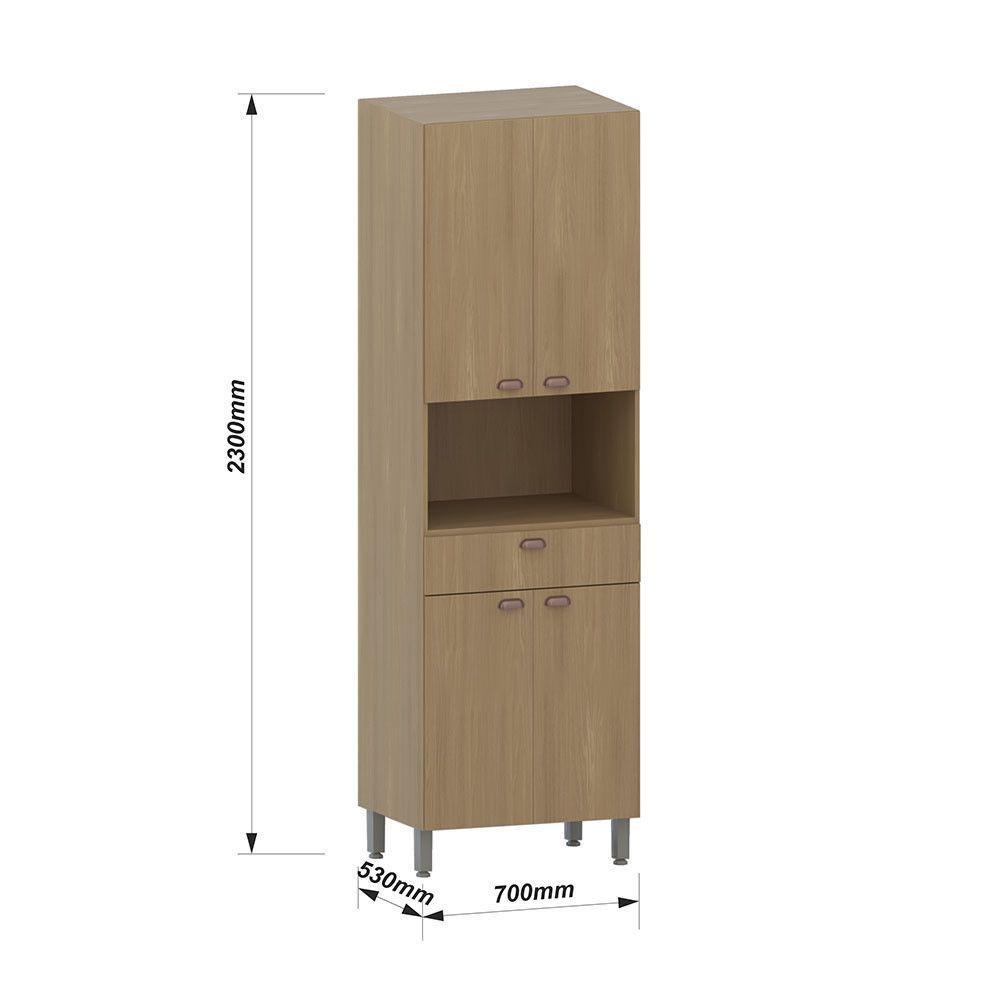 Paneleiro 70cm 4 Portas 1 Gaveta Com Espaço Para Micro-ondas Freijó/freijó Brasil - 3