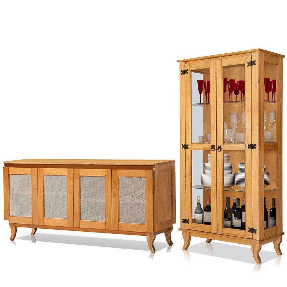 Cristaleira 2 Portas Com Balcão 4 Portas Madeira Maciça Imbuia - 1