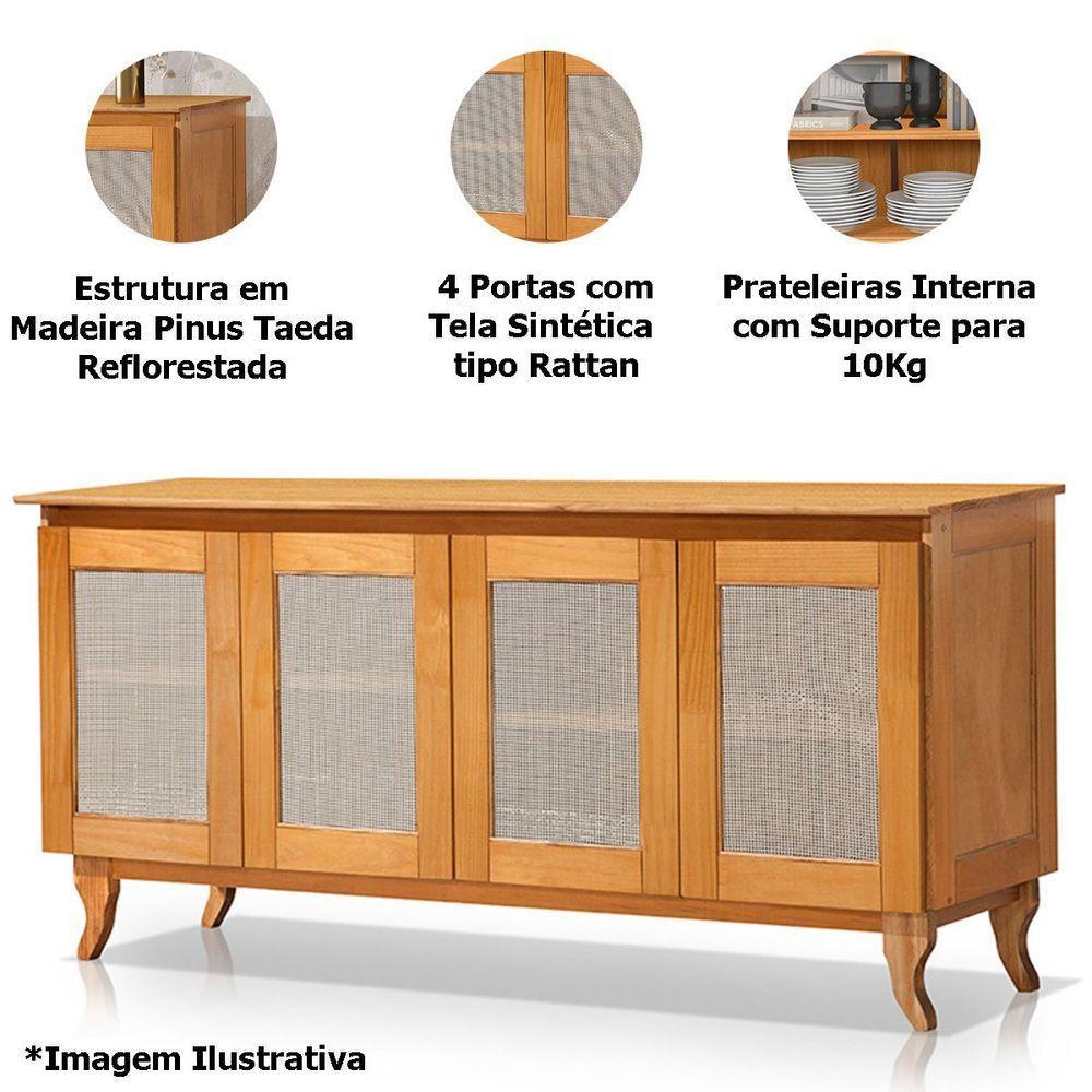 Cristaleira 2 Portas Com Balcão 4 Portas Madeira Maciça Imbuia - 5