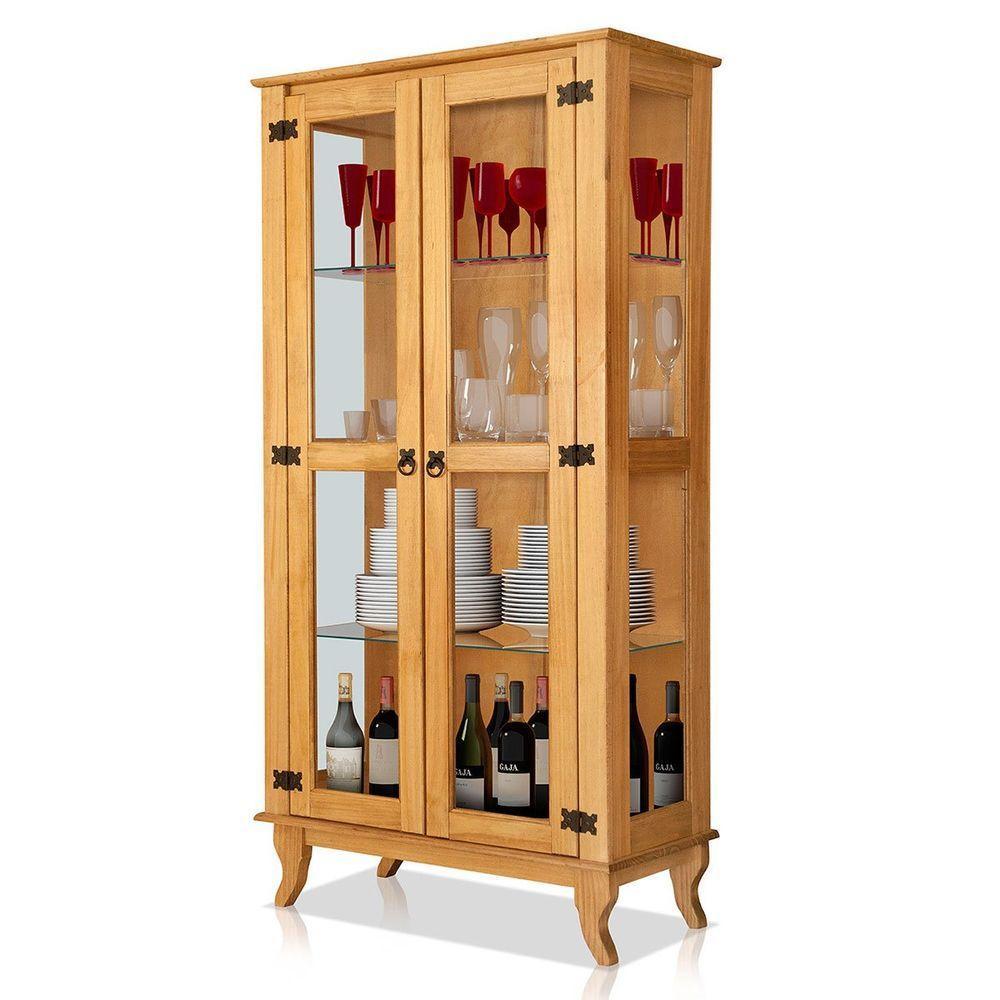 Cristaleira 2 Portas Com Balcão 4 Portas Madeira Maciça Imbuia - 7