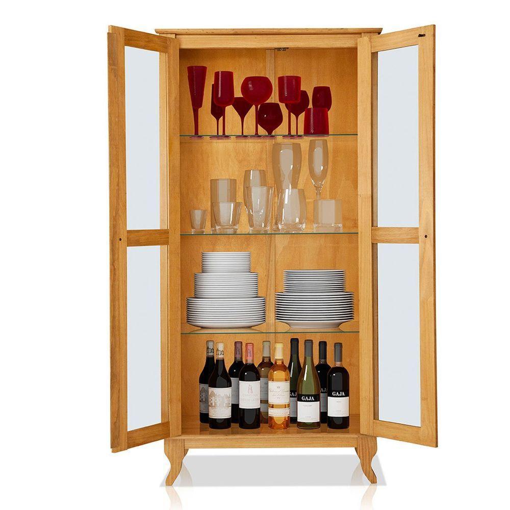 Cristaleira 2 Portas Com Balcão 4 Portas Madeira Maciça Imbuia - 8