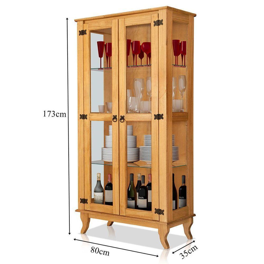 Cristaleira 2 Portas Com Balcão 4 Portas Madeira Maciça Imbuia - 9