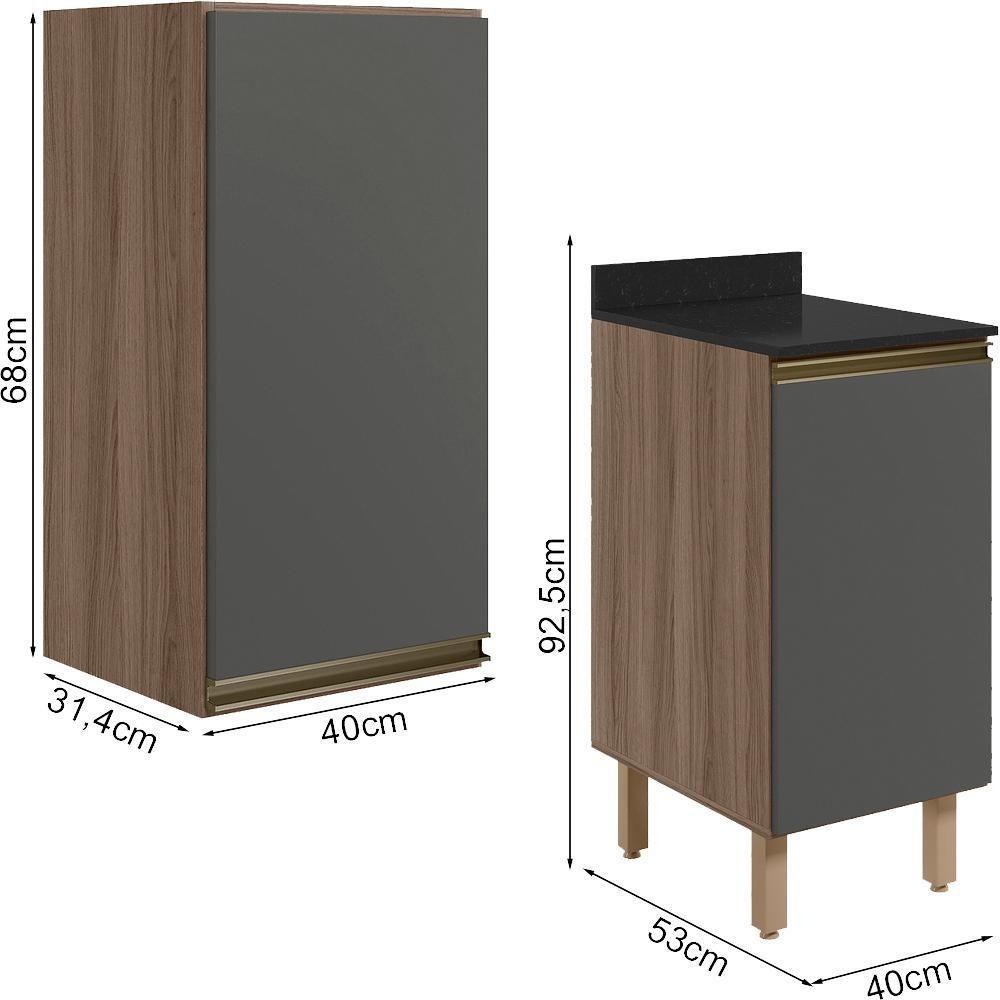 Armario Aereo Balcao 1 Porta 40cm Mdf Kali Nicioli Carvalho Toq Chumbo - 3
