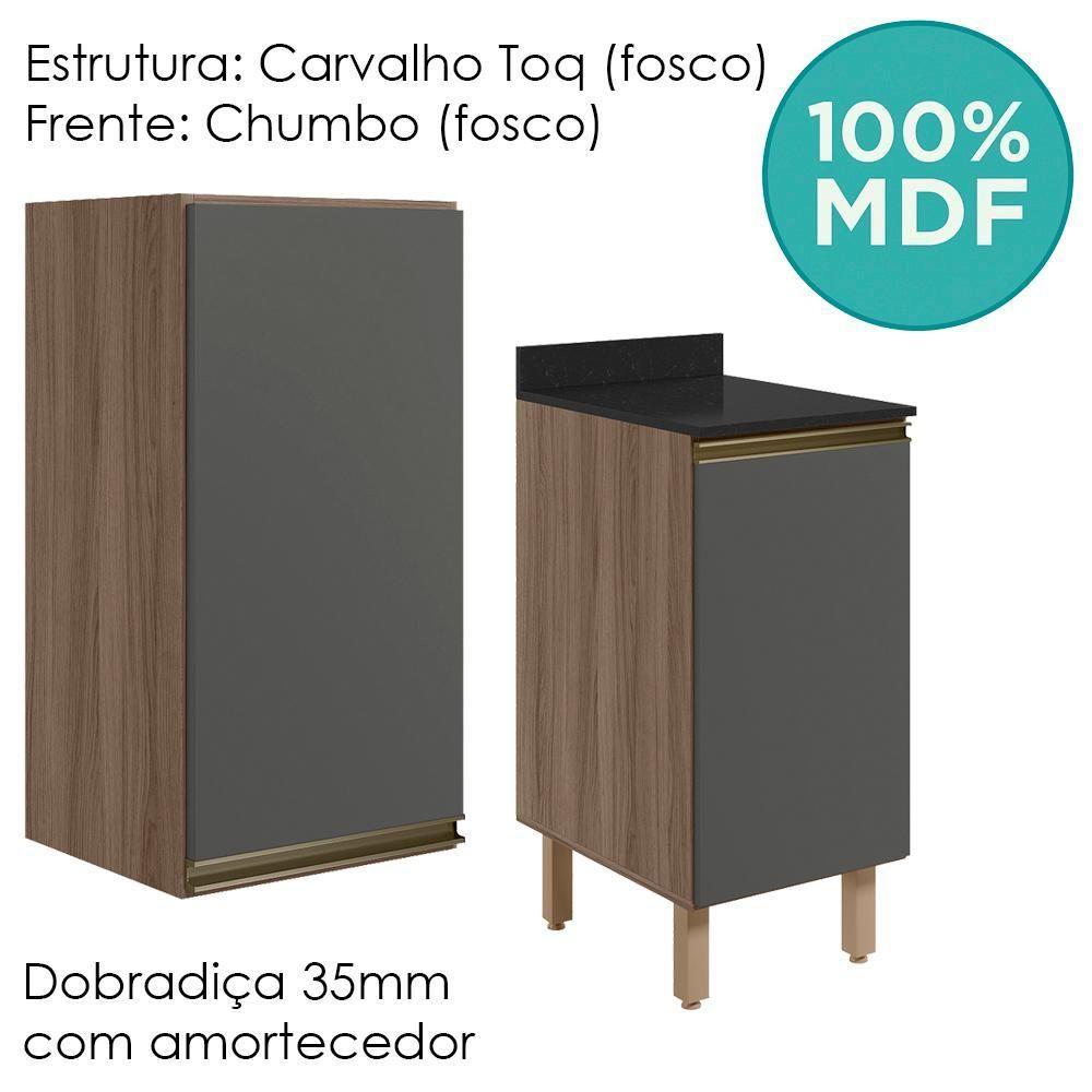 Armario Aereo Balcao 1 Porta 40cm Mdf Kali Nicioli Carvalho Toq Chumbo - 4