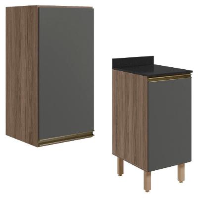 Armario Aereo Balcao 1 Porta 40cm Mdf Kali Nicioli Carvalho Toq Chumbo